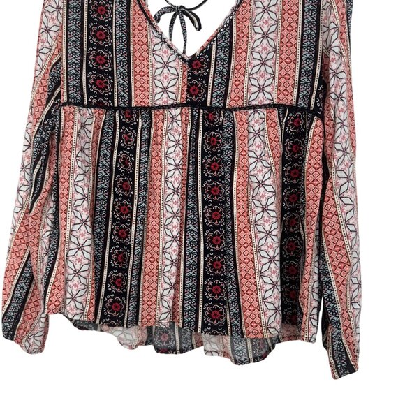 Abercrombie & Fitch Womens Boho Floral Stripe V-Neck Long Sleeve Blouse Top M - Picture 7 of 9